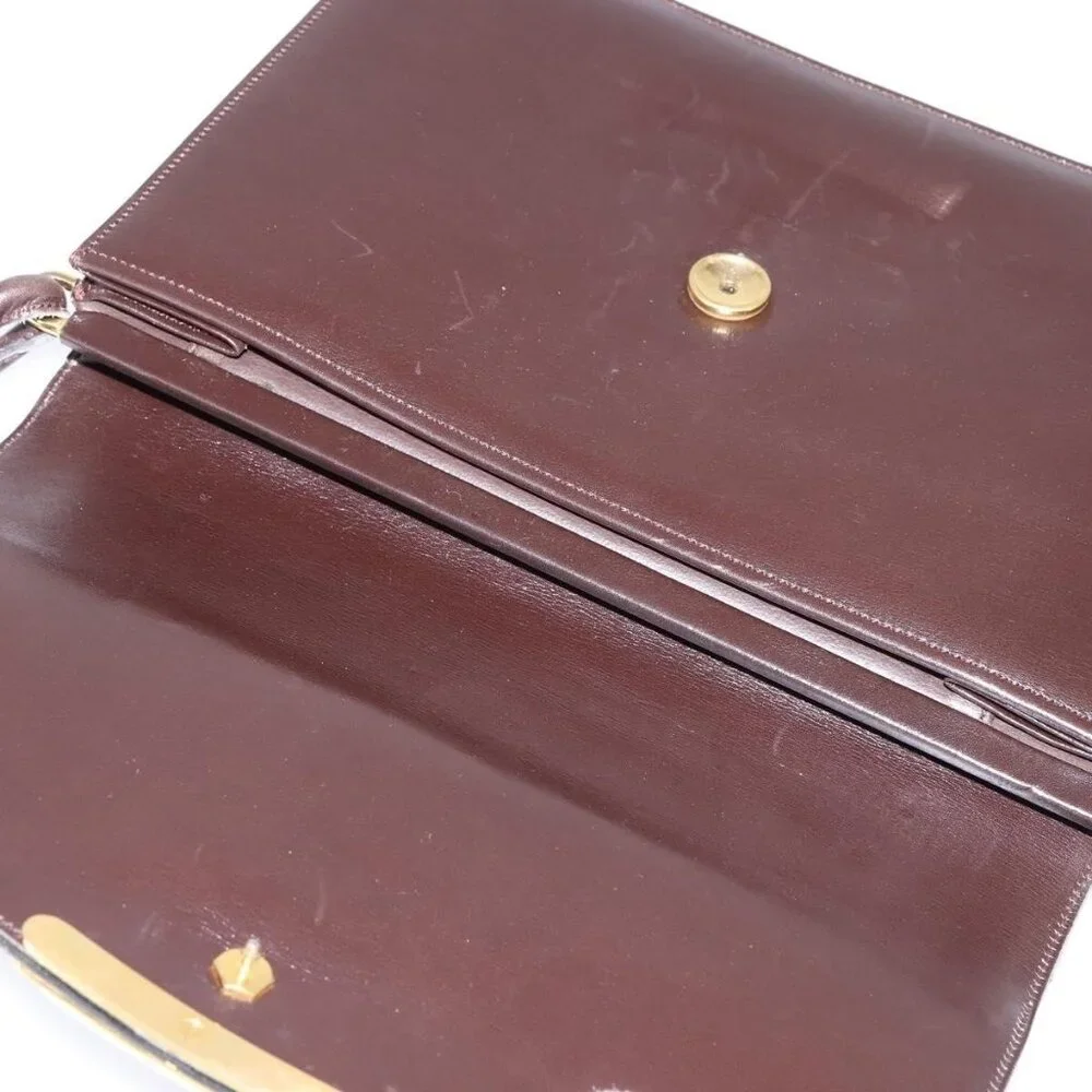 Authentic Christian Dior Shoulder Bag Leather Brown Gold - Picture 7 of 16